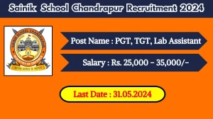 Sainik School Chandrapur Recruitment 2024 New Notification Out, Check Post, Vacancies, Salary, Qualification, Age Limit and How to Apply