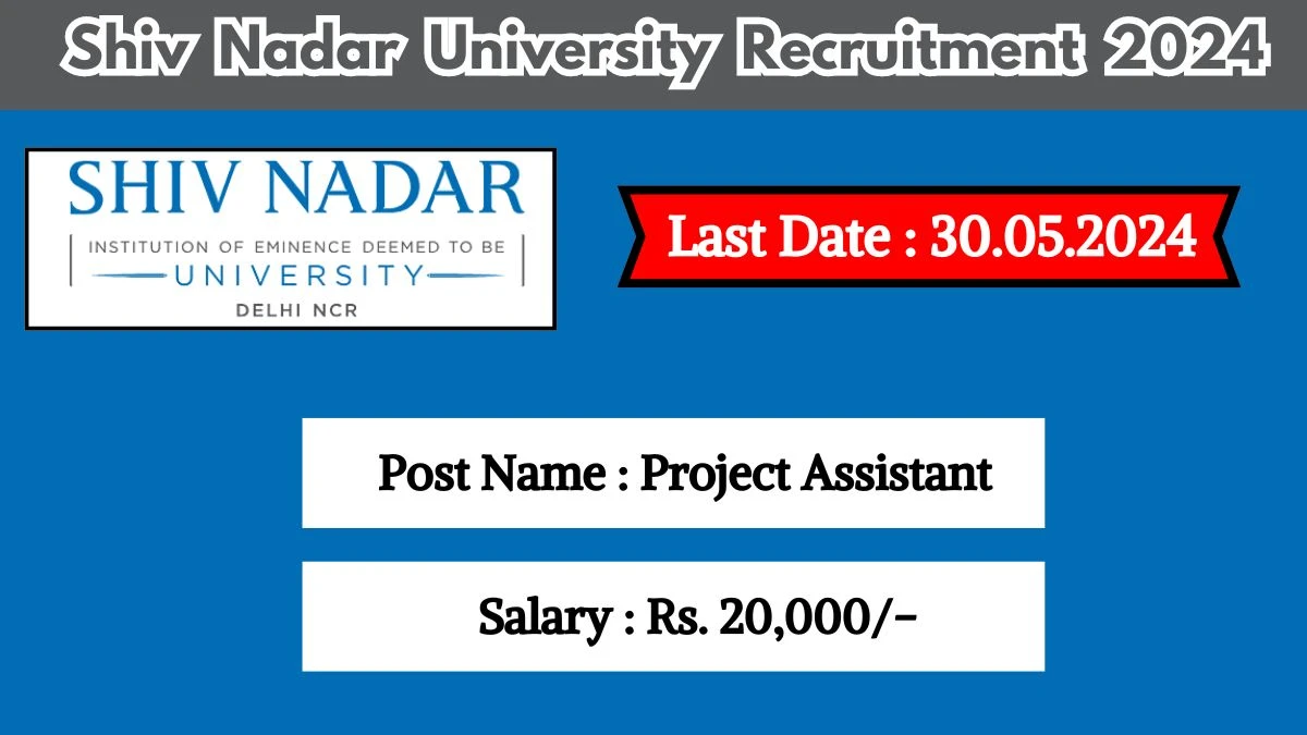 Shiv Nadar University Recruitment 2024 New Opportunity Out, Check Post, Qualification, Salary And Other Important Details