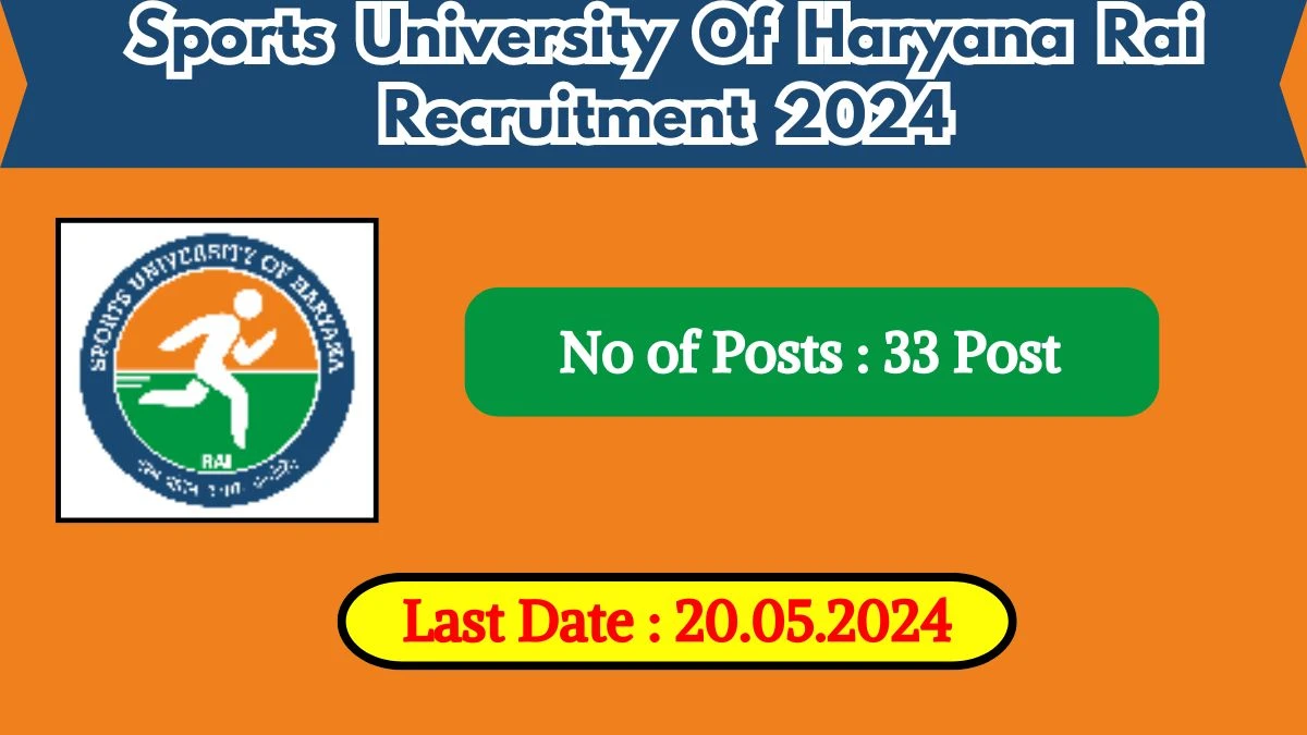 Sports University Of Haryana Rai Recruitment 2024 Check Post, Age Limit, Notification Out, Qualification,salary And Other Important Details