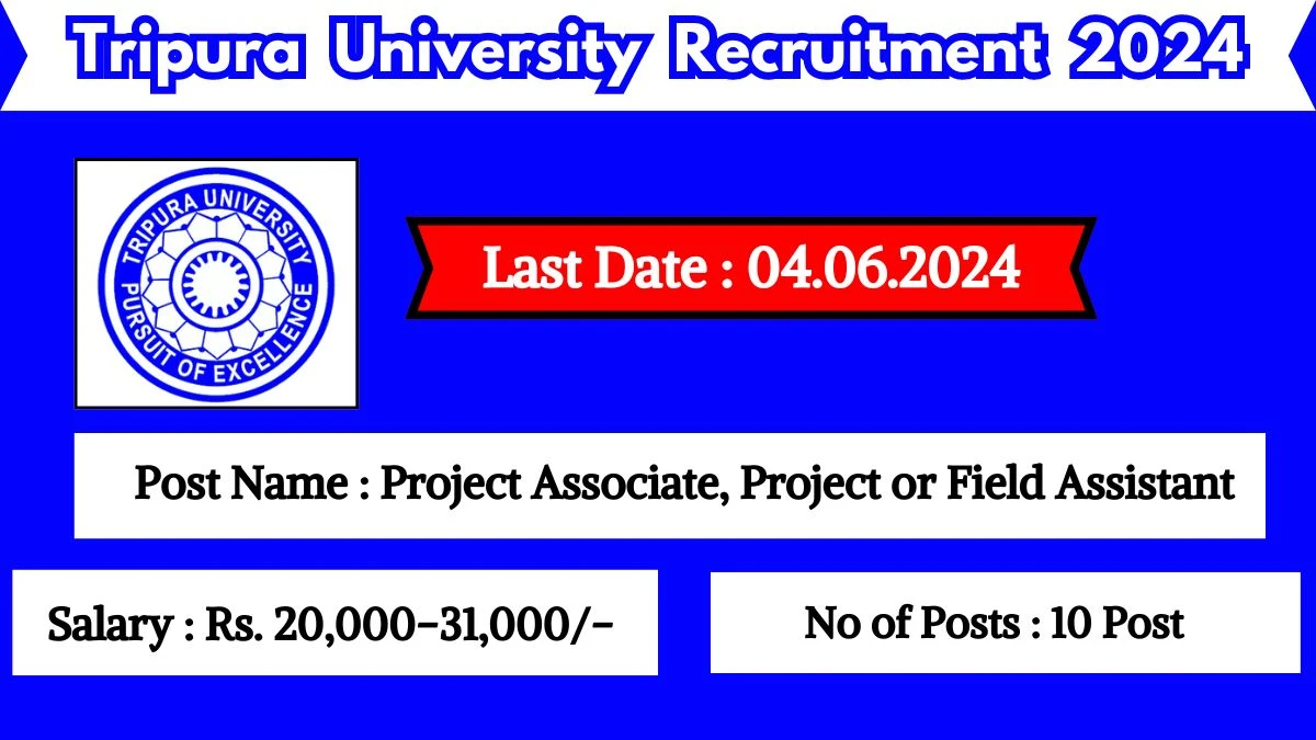 Tripura University Recruitment 2024 New Notification Out, Check Post, Salary, Age, Qualification And Other Vital Details