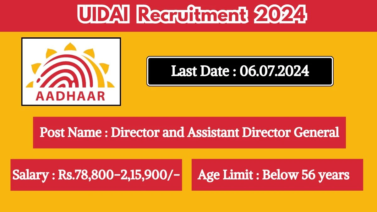 UIDAI Recruitment 2024 Check Post, Stipend, And How To Apply