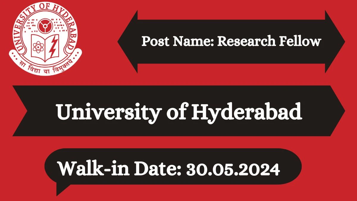 University of Hyderabad Recruitment 2024 Walk-In Interviews for Research Fellow on May 30, 2024