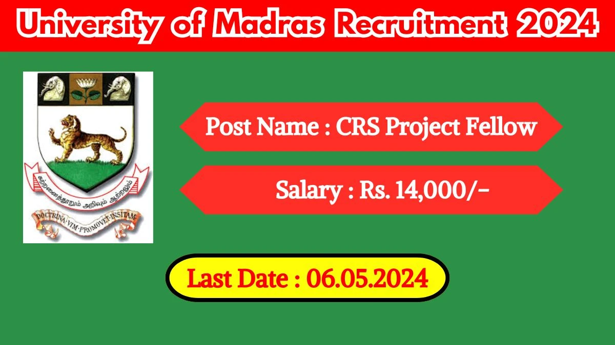 University of Madras Recruitment 2024 Check Post, Vacanies, Age Limit, Qualification, Salary And Procedure To Apply
