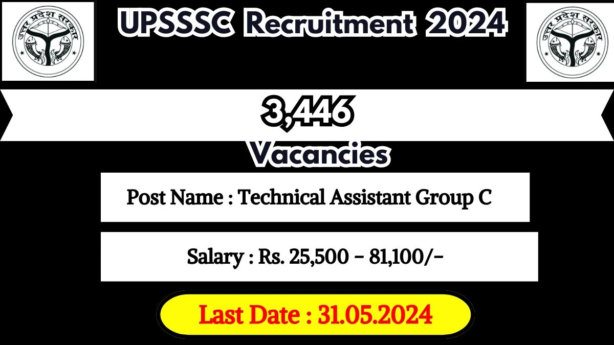 UPSSSC Recruitment 2024 - 3,446 Group C Vacancies Out, Check Post, Salary, Qualification, Age Limit and How to Apply