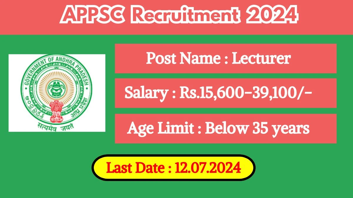 APPSC Recruitment 2024 - Latest Lecturer Vacancies on 12 June 2024