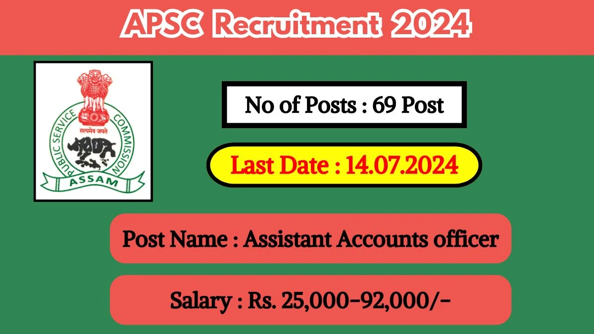 APSC Recruitment 2024 - Latest Assistant Accounts officer Vacancies on 07 June 2024