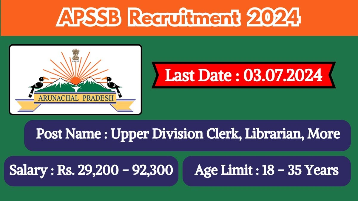 APSSB Recruitment 2024 - Latest Upper Division Clerk, Librarian, More Vacancies on 28 June 2024