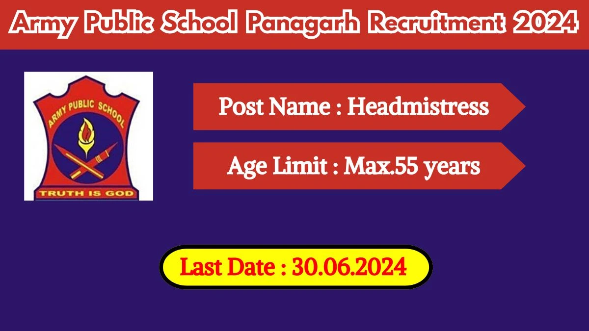 Army Public School Panagarh Recruitment 2024 Notification Out For Vacancies, Check Post, Salary And Process To Apply