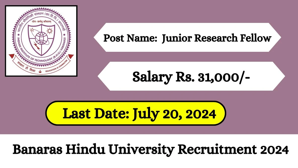 Banaras Hindu University Recruitment 2024 - Latest Junior Research Fellow Vacancies on 21 May 2024
