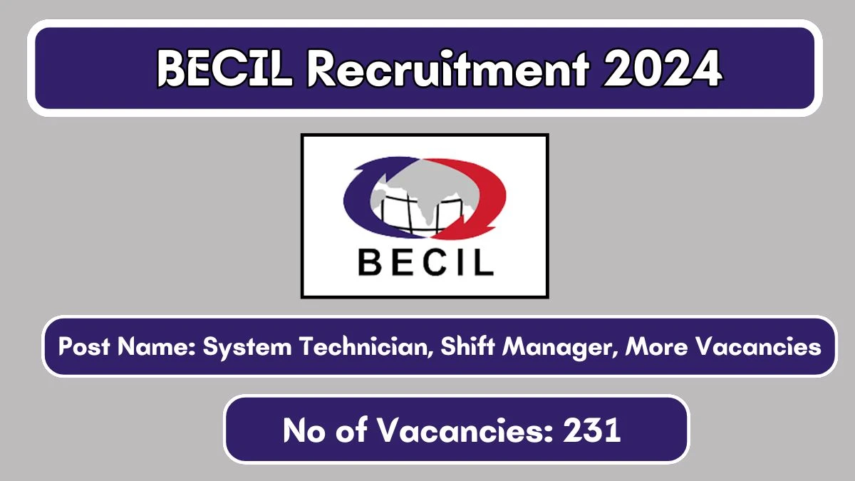 BECIL Recruitment 2024 230+ Vacancies Out, Check Post, Salary, Qualification, Age Limit and How to Apply