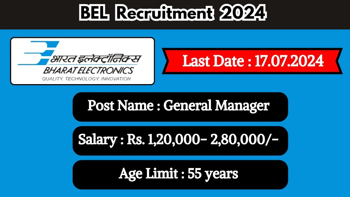 BEL Recruitment 2024 Check Post, Salary, Age, Qualification And Other Essential Details