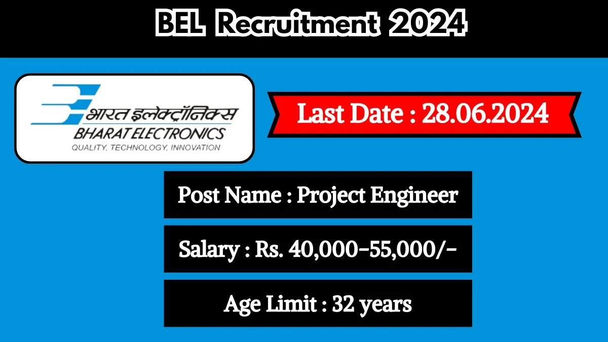 BEL Recruitment 2024 Monthly Remuneration Up To 55000, Check Posts, Vacancies, Age Limit And Other Details