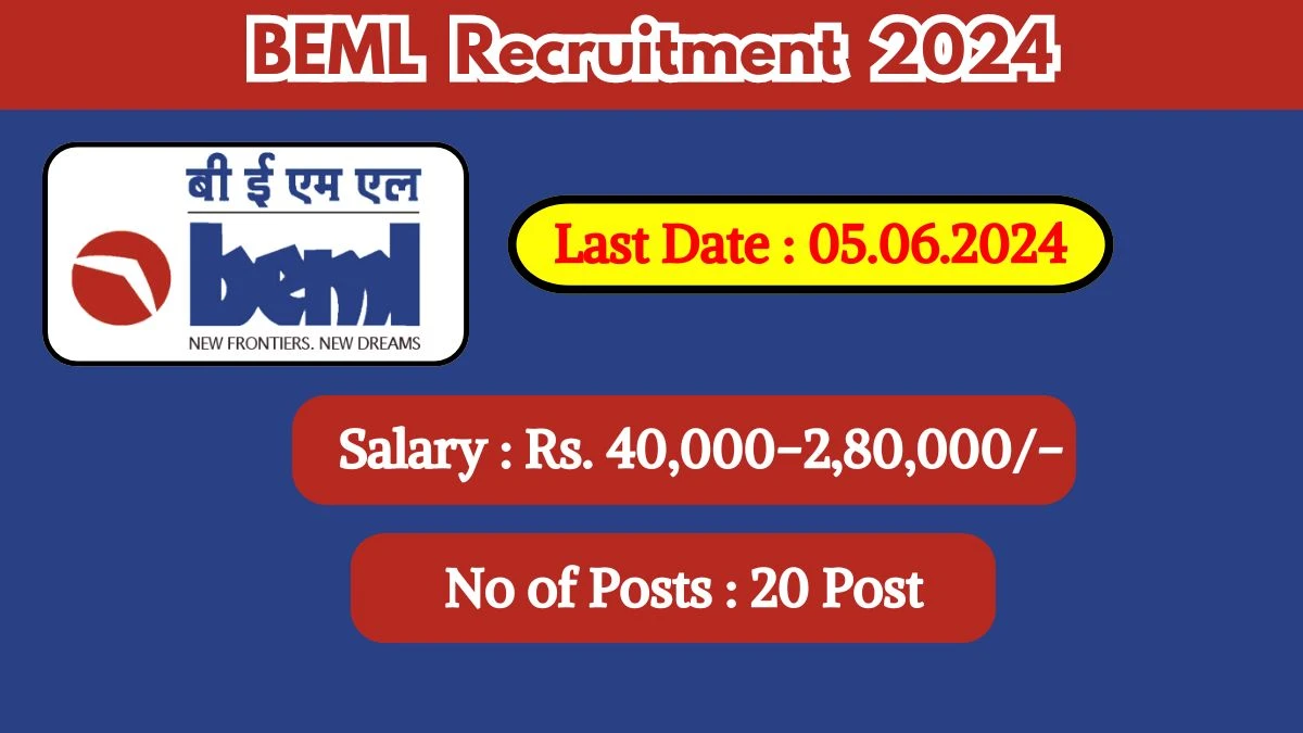 BEML Recruitment 2024 Check Post, Vacancy, Salary, Age, Qualification And Other Vital Details