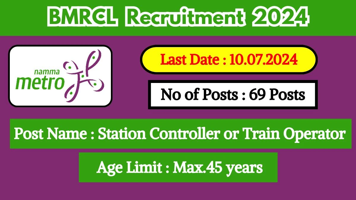 BMRCL Recruitment 2024 Check Post, Vacancies, Essential Qualification And How To Apply