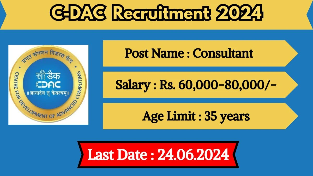 C-DAC Recruitment 2024 Notification Out For Vacancies, Check Posts, Age Limit, Salary And Application Details