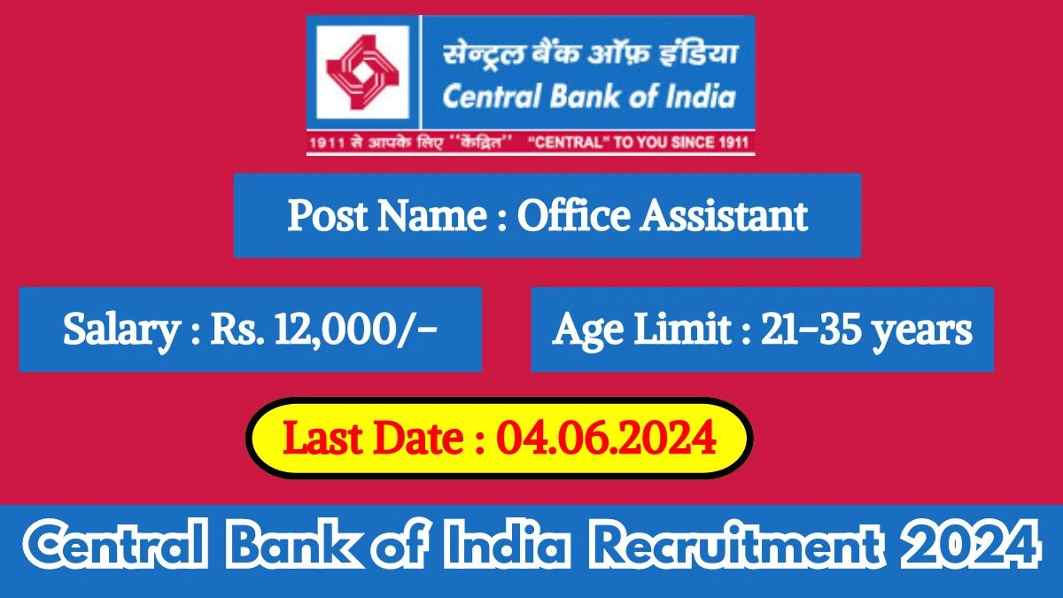 Central Bank of India Recruitment 2024 Check Vacancies, Post, Salary, Age, Qualification And Application Procedure
