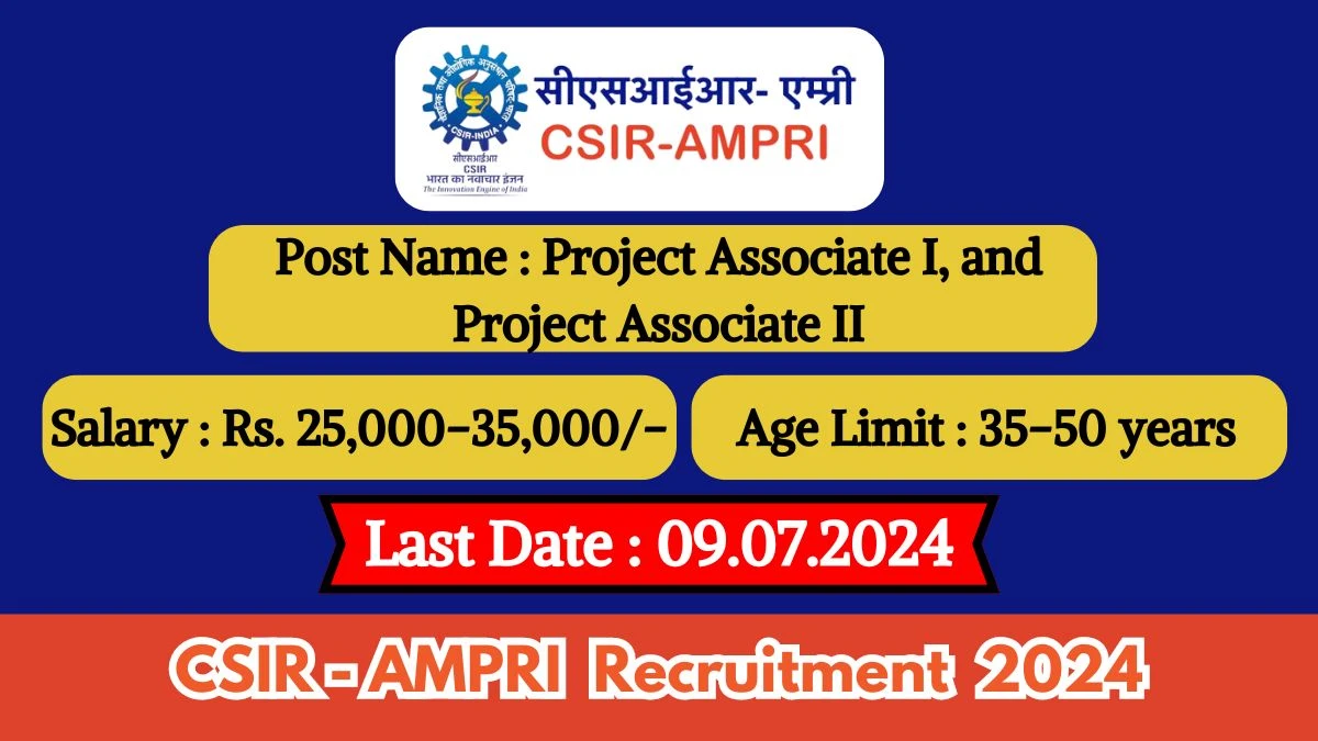 CSIR-AMPRI Recruitment 2024 Check Post, Salary, Age, Qualification And Application Details