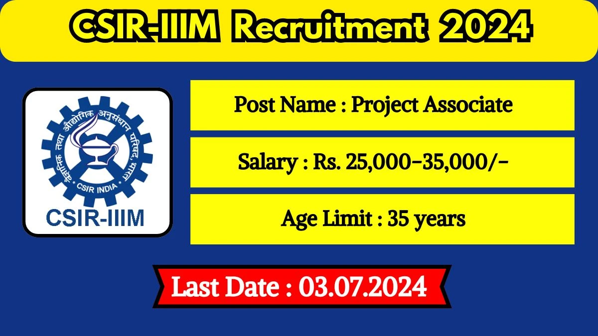 CSIR-IIIM Recruitment 2024 Check Posts, Age Limit, Qualification, Salary And How To Apply