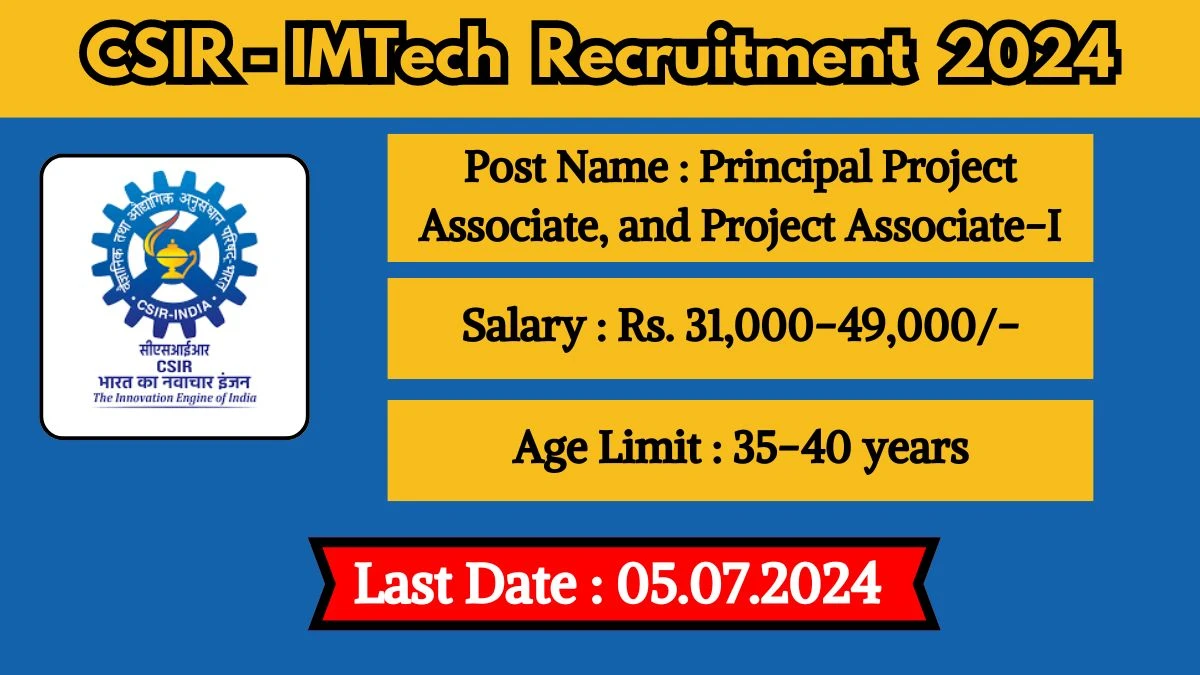 CSIR-IMTech Recruitment 2024 Check Post, Vacancies, Place Posting, Eligibility Criteria, Remuneration, Salary And Other Vital Details