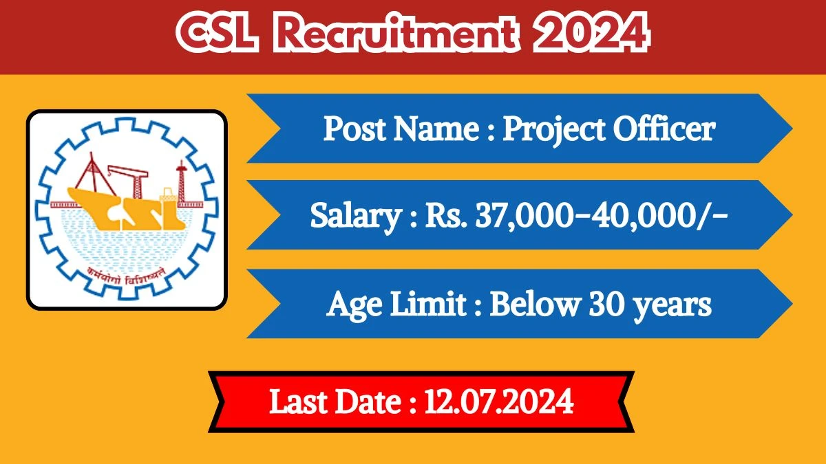 CSL Recruitment 2024 Check Position, Salary, Age, Qualification And Procedure To Apply