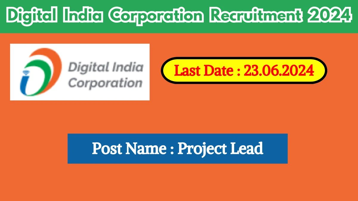 Digital India Corporation Recruitment 2024 - Latest Project Lead on 13 June 2024