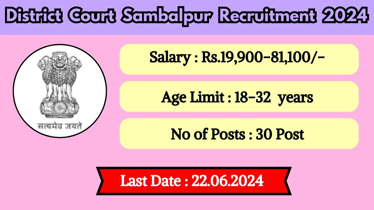 District Court Sambalpur Recruitment 2024 - Latest Stenographer Grade and More Vacancies on 22 May 2024