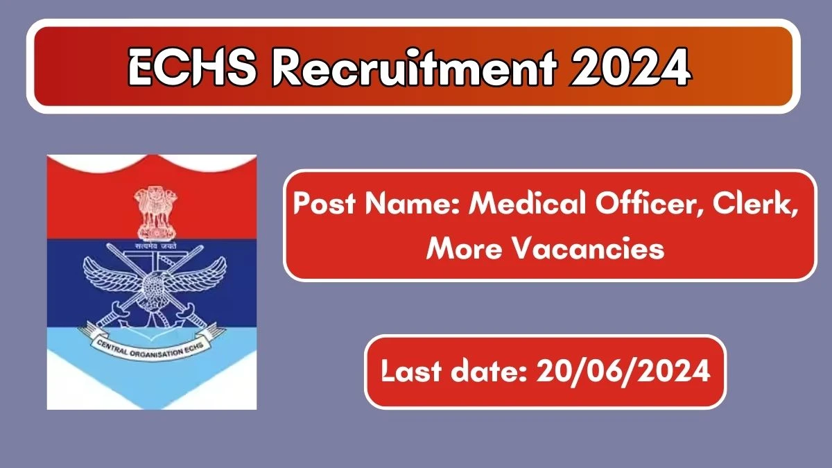 ECHS Recruitment 2024 Apply Online for Medical Officer, Clerk, More Job Vacancy, Know Qualification, Age Limit, Salary, Apply Online Date