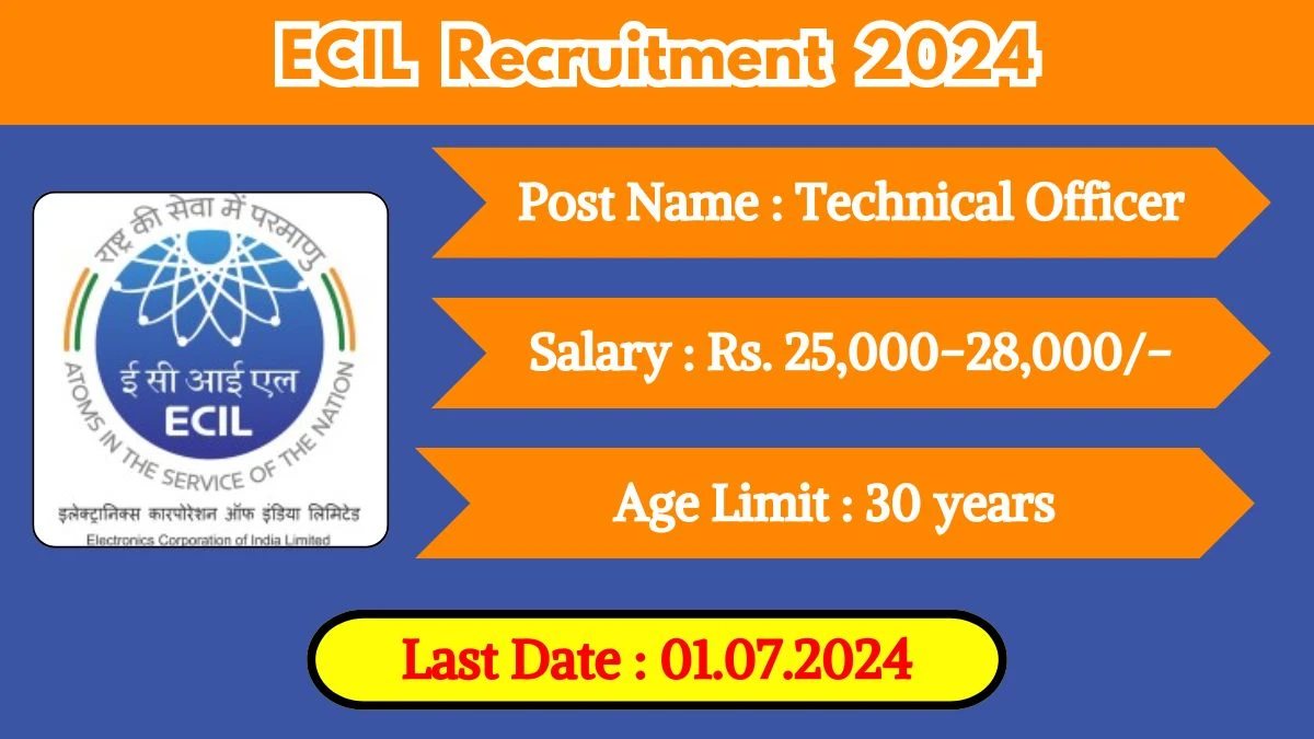 ECIL Recruitment 2024 - Latest Technical Officer Vacancies on 21 June 2024