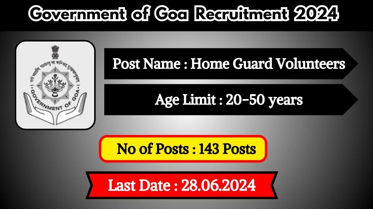 Government of Goa Recruitment 2024 New Notification Out For 143 Vacancies, Check Post, Age Limit, Qualification, Salary And How To Apply