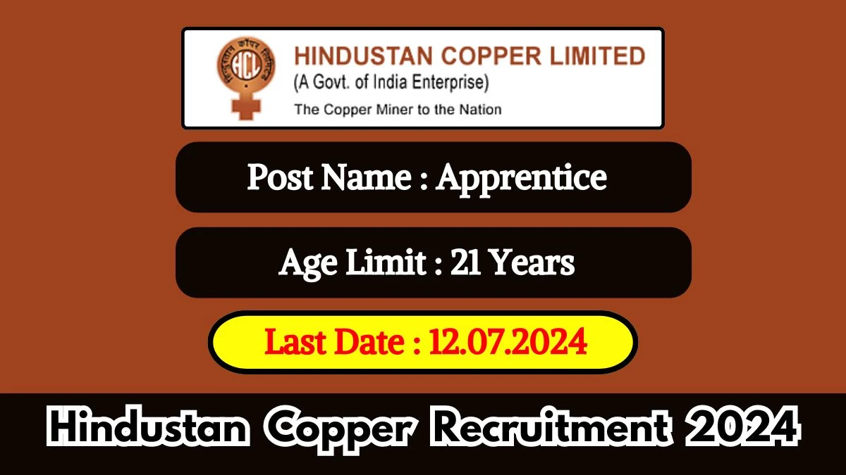 Hindustan Copper Recruitment 2024 Apprentice Vacancies Out, Check Vacancies, Salary, Qualification, Age Limit and How to Apply