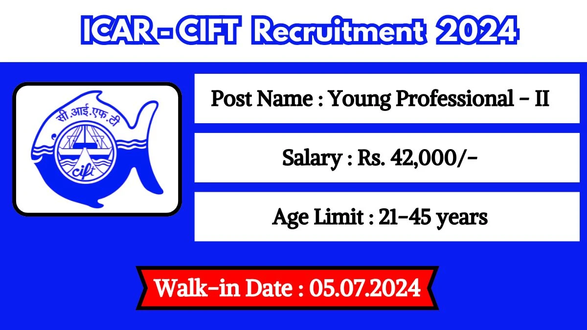 ICAR-CIFT Recruitment 2024 Walk-In Interviews for Young Professional - II on July 05, 2024