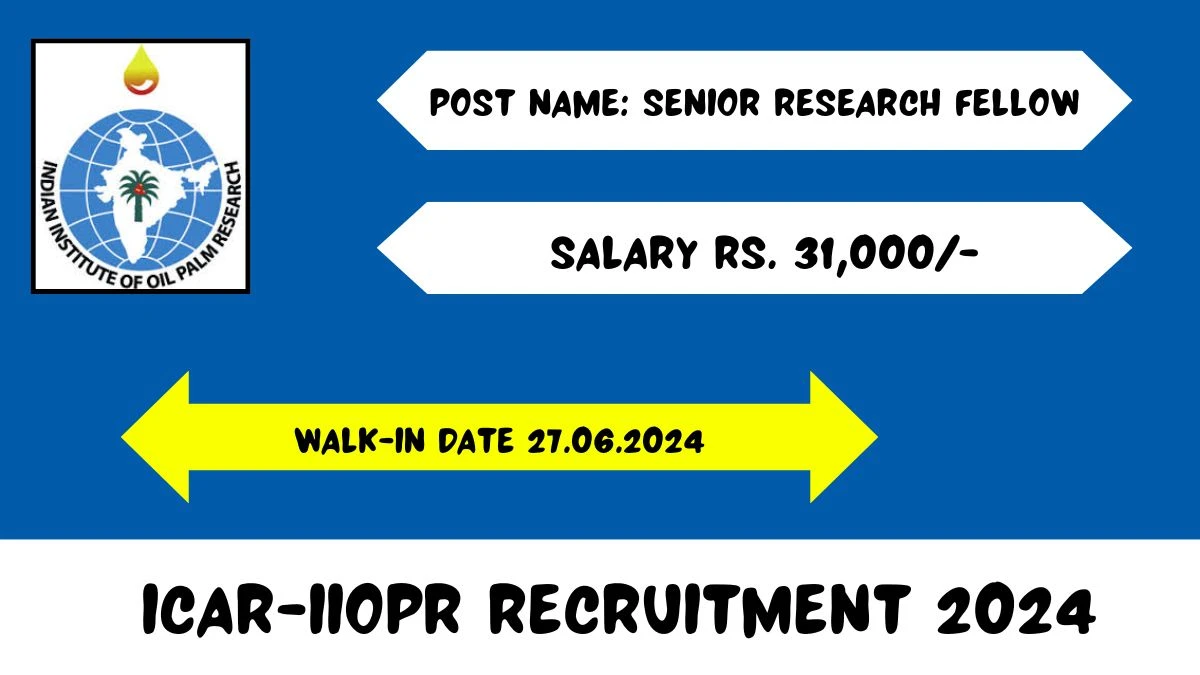 ICAR-IIOPR Recruitment 2024 Walk-In Interviews for Senior Research Fellow on 27.06.2024