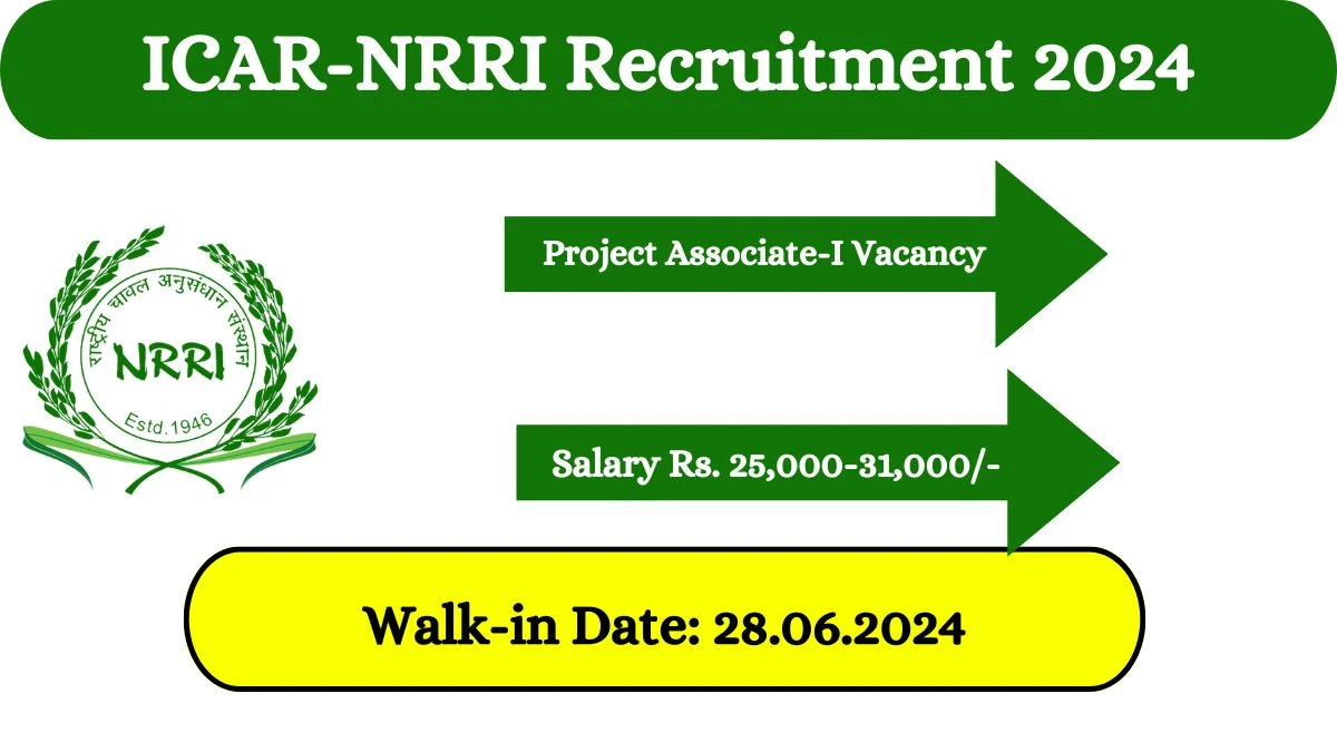 ICAR-NRRI Recruitment 2024 Walk-In Interviews for Project Associate-I on June 28, 2024