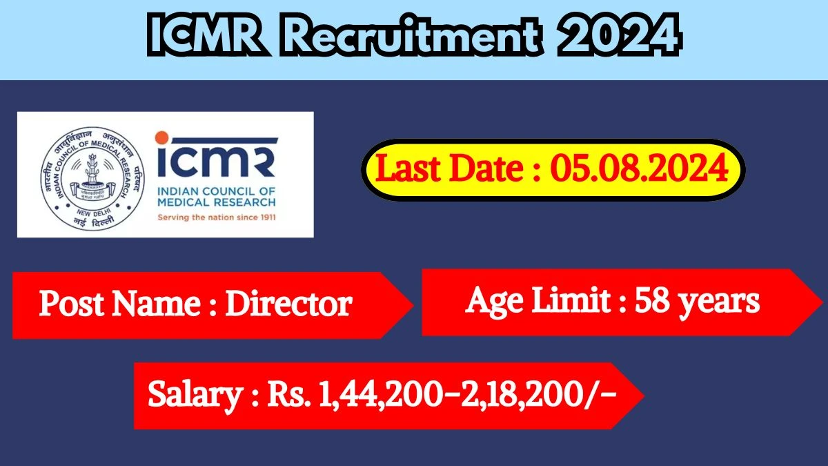 ICMR Recruitment 2024 Check Post, Eligibility Criteria, Age And Process To Apply