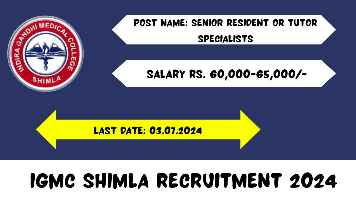 IGMC Shimla Recruitment 2024 Check Post, Age Limit, Salary And Application Procedure