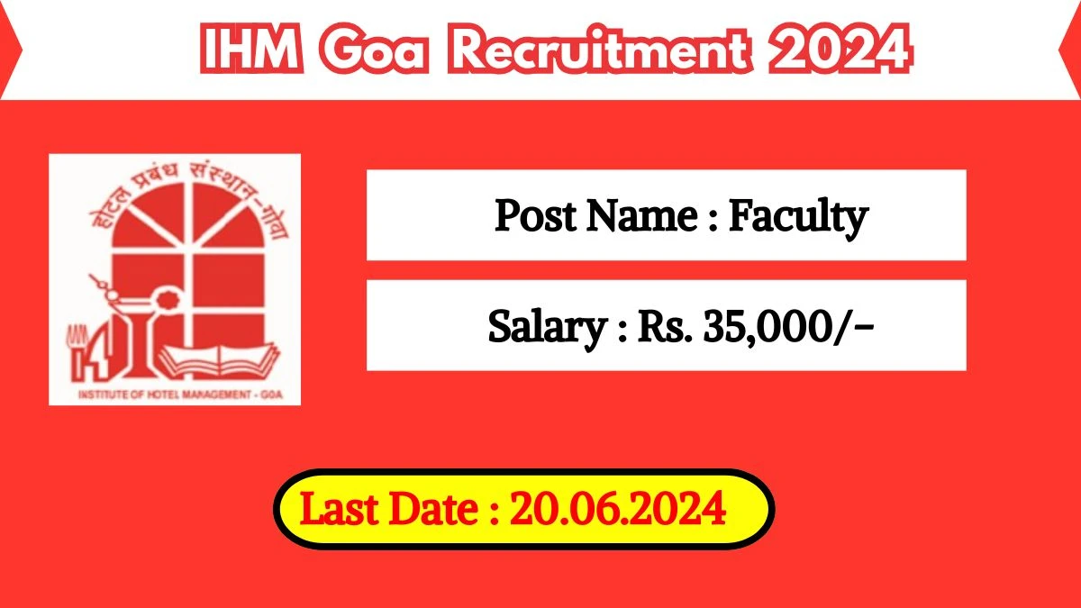 IHM Goa Recruitment 2024 Check Post, Vacancies, Qualification, Age And Other Vital Details