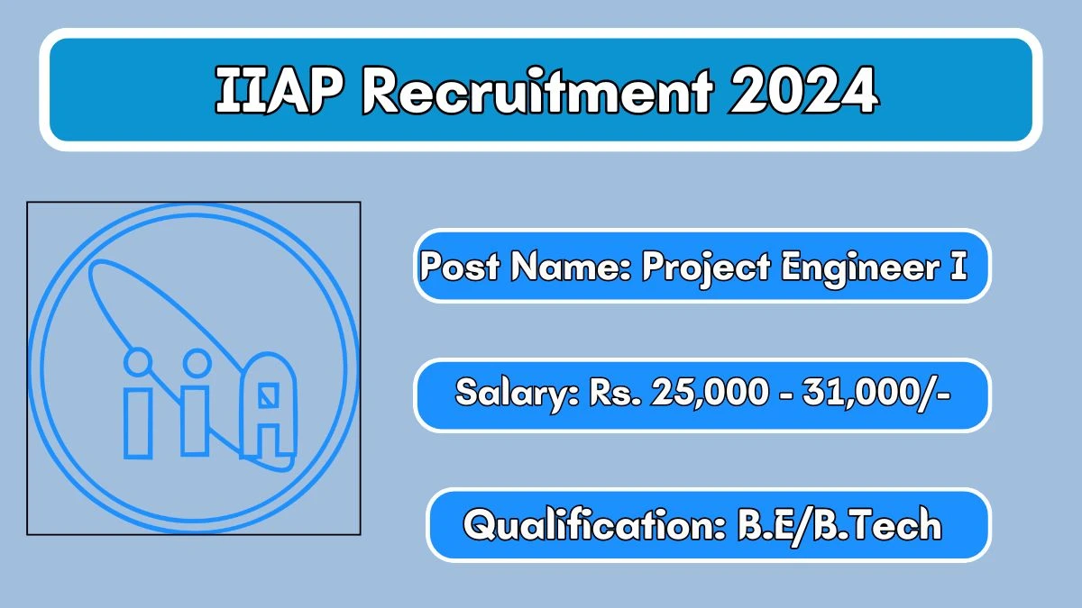 IIAP Recruitment 2024 Walk-In Interviews for Project Engineer I on 03/07/2024