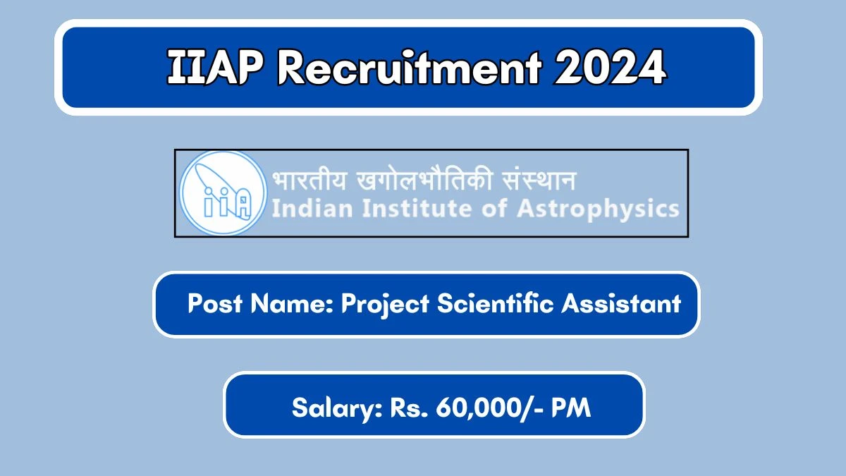 IIAP Recruitment 2024 Walk-In Interviews for Project Scientific Assistant on 08/07/2024