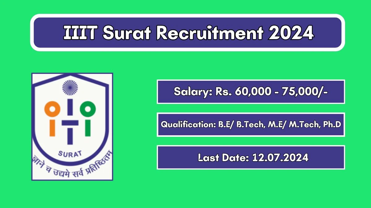 IIIT Surat Recruitment 2024 Notification Out Assistant Professor and Teaching Assistant, Check Eligibility at iiitsurat.ac.in