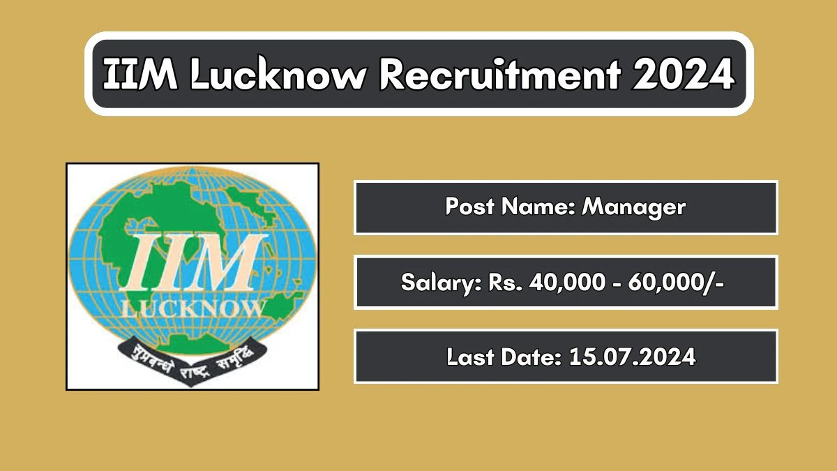IIM Lucknow Recruitment 2024 Monthly Salary Up To 60,000, Check Posts, Vacancies, Qualification, Age, Selection Process and How To Apply