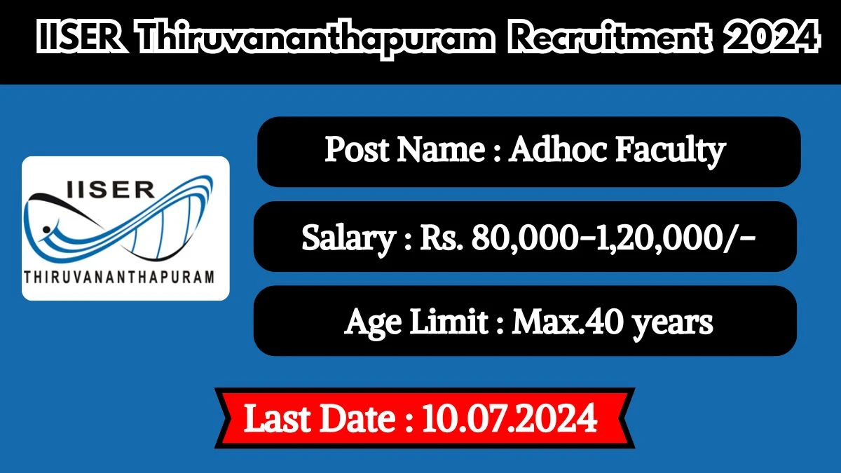 IISER Thiruvananthapuram Recruitment 2024 Check Position, Salary, Essential Qualification And Procedure To Apply