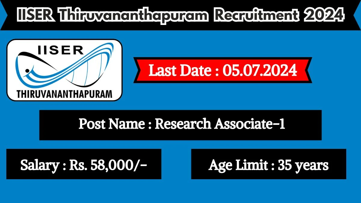 IISER Thiruvananthapuram Recruitment 2024 Check Post, Salary, Age, Qualification And Procedure To Apply