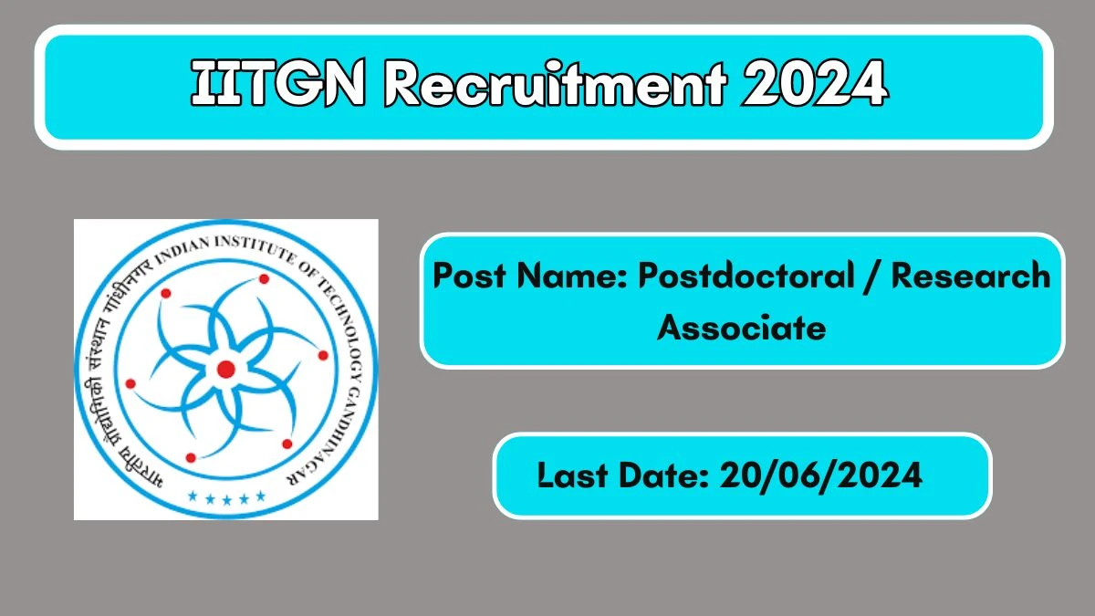 IITGN Recruitment 2024 - Latest Postdoctoral / Research Associate Vacancies on 14 June 2024