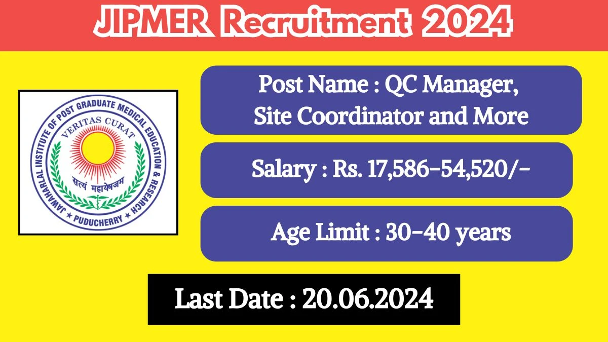 JIPMER Recruitment 2024 Check Post, Eligibility Criteria, Salary And Other Vital Details