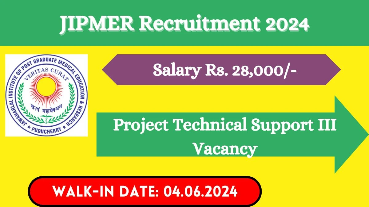 JIPMER Recruitment 2024 Check Post, Qualification, Salary, Age And Procedure To Apply