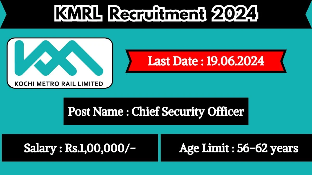 KMRL Recruitment 2024 Check Post, Salary, Age, Qualification And Other Important Details