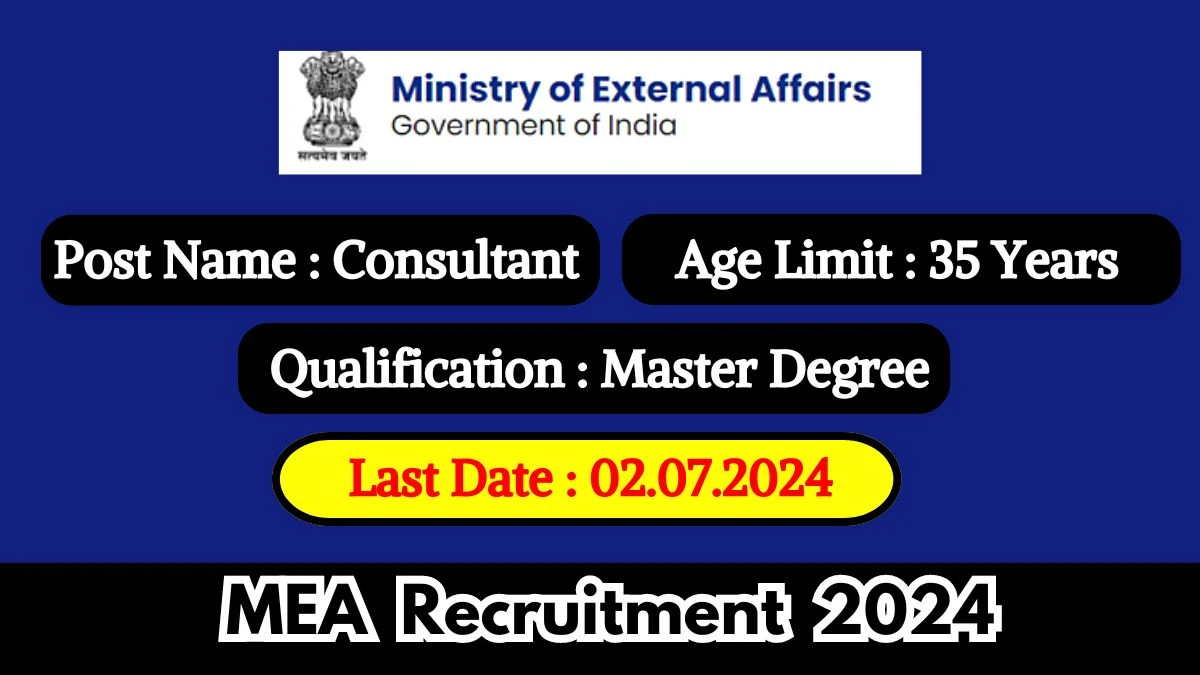 MEA Recruitment 2024 - Latest Consultant Vacancies on 28 June 2024