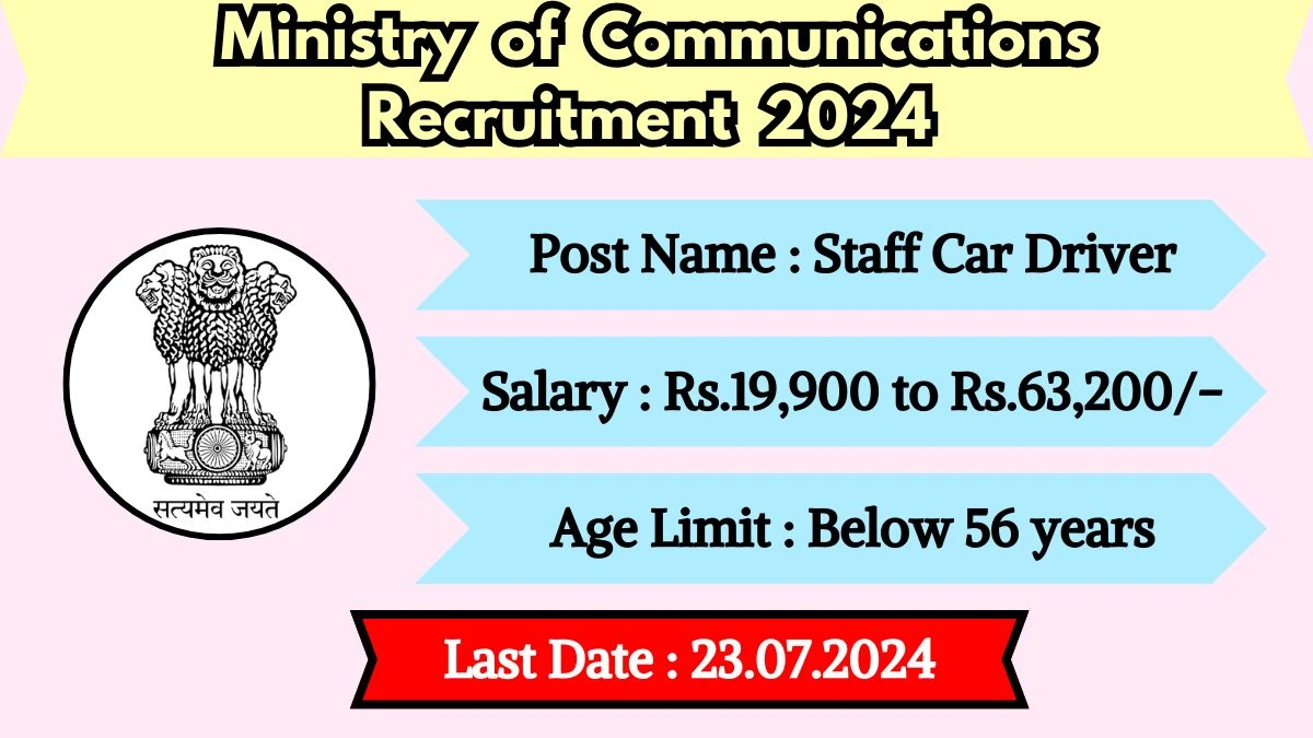 Ministry of Communications Recruitment 2024 New Notification Out, Check Post, Eligibility, Salary, Tenure And Process To Apply