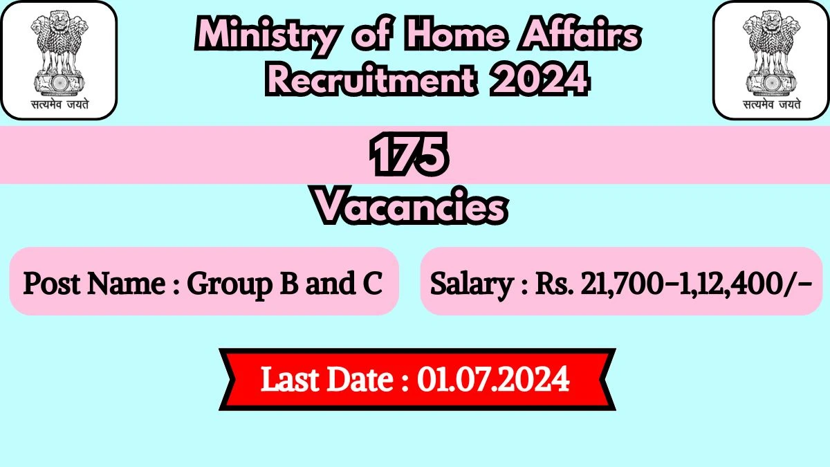 Ministry of Home Affairs Recruitment 2024 Check Post, Age Limit, Qualification, Salary And Application Procedure