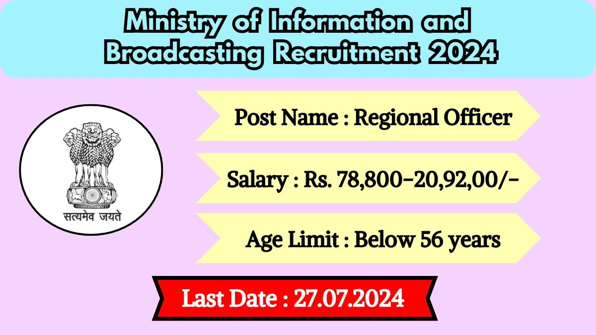 Ministry of Information and Broadcasting Recruitment 2024 Check Post, Vacancies, Salary, Age, Qualification And Other Vital Details